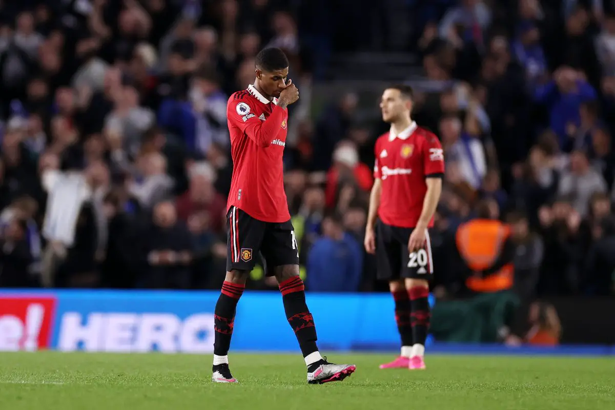 Manchester United forward Marcus Rashford is unhappy with his form. (Photo by Ryan Pierse/Getty Images)