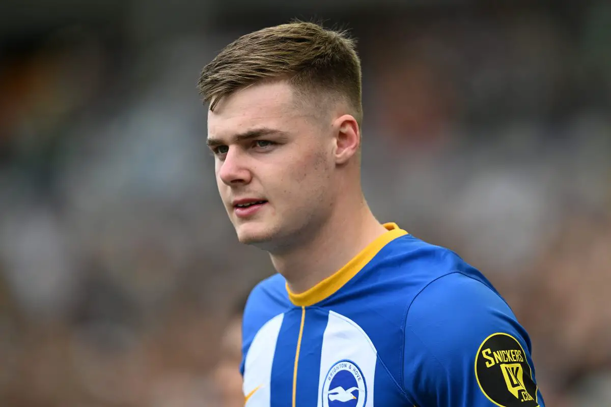 Fabrizio Romano asserts "happy" Evan Ferguson remains focused at Brighton amid speculation linking him to Manchester United.  (Photo by Mike Hewitt/Getty Images)