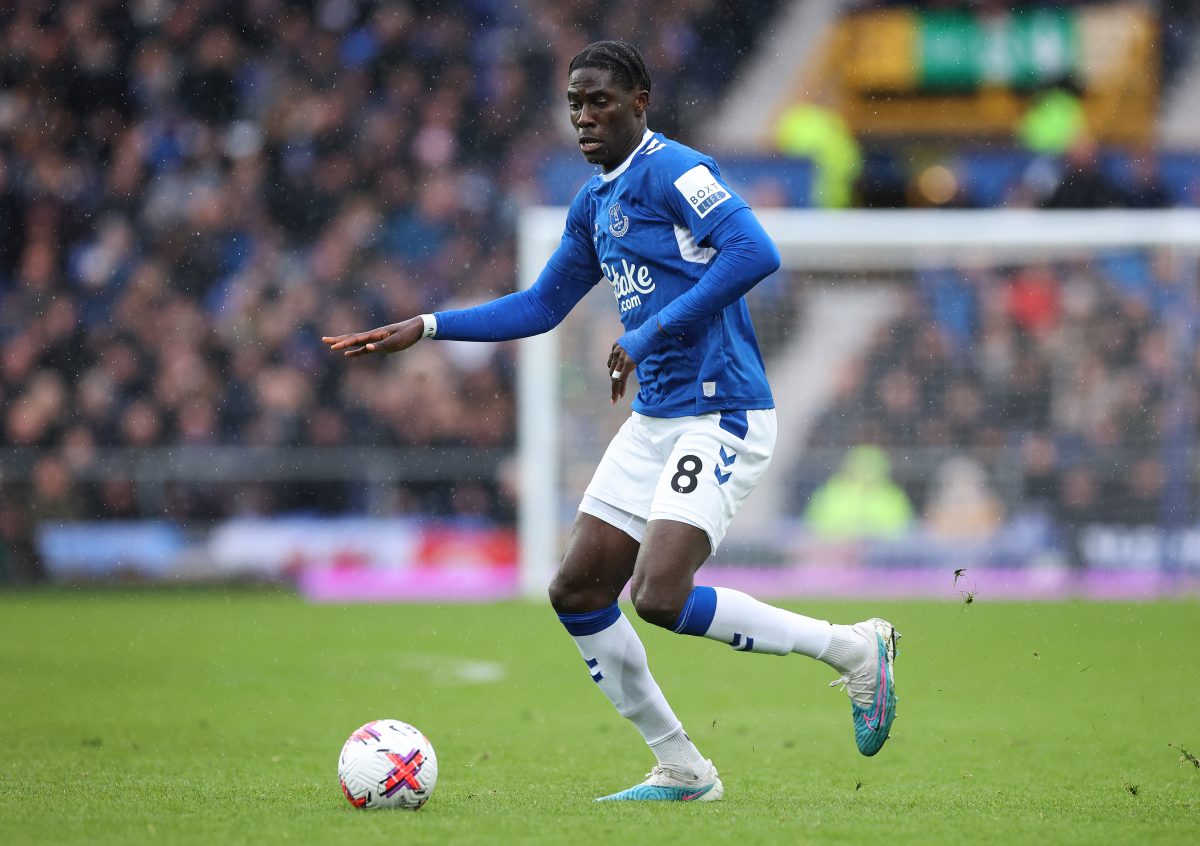 Manchester United are keen to sign Everton midfielder Amadou Onana as an alternative to Sofyan Amrabat . (Photo by Alex Livesey/Getty Images)