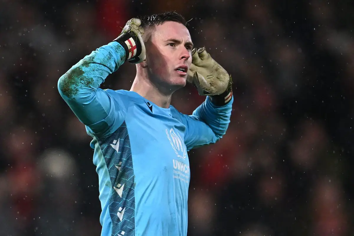 Manchester United goalkeeper Dean Henderson's future is up in the air ahead of Premier League opener (Photo by PAUL ELLIS/AFP via Getty Images)