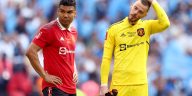 Casemiro and David De Gea of Manchester United look dejected after the FA Cup final.