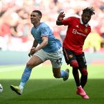 Phil Foden of Manchester City is fouled by Fred of Manchester United during the Emirates FA Cup Final.