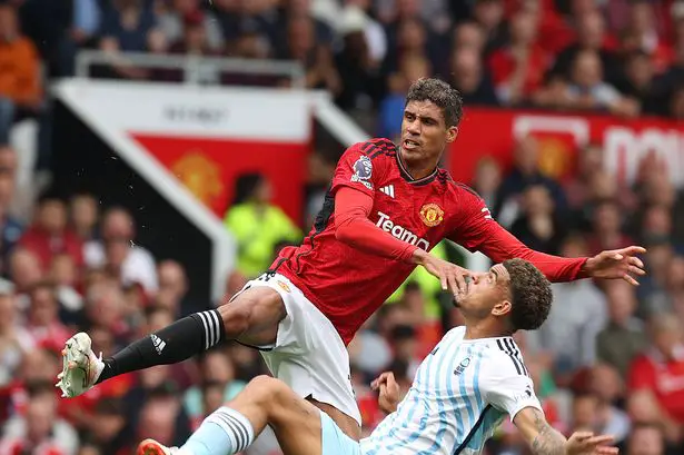 Manchester United centre-back Raphael Varane in action against Nottingham Forest at Old Trafford on Saturday (Image Credit: Getty Images)