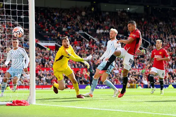 Manchester United star Casemiro scores the equaliser against Nottingham Forest (Image: Getty Images) 