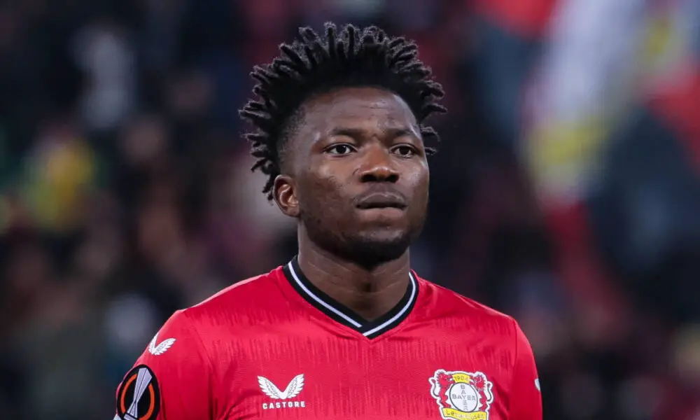 Manchester United are eyeing a move for Bayer Leverkusen star Edmond Tapsoba despite Spurs' interest. (Image Credit: DFB Cup / DeFodi Images/Getty Images)