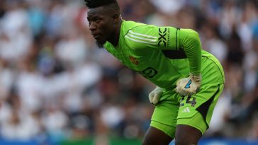 Andre Onana of Manchester United (Photo by ADRIAN DENNIS/AFP via Getty Images)