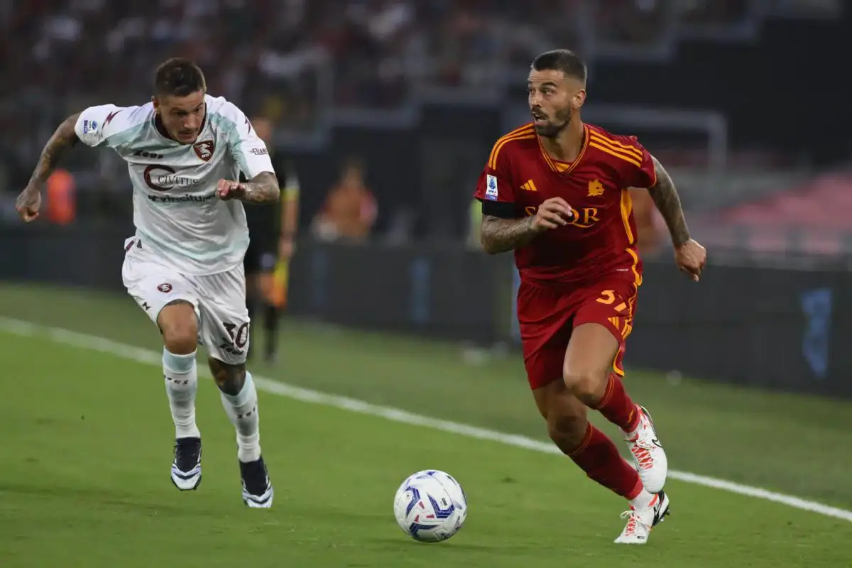 Leonardo Spinazzola  could provide a string dynamism to Man United's play from the back (Image Credit:  Roma-Salernitana @livephotosport)