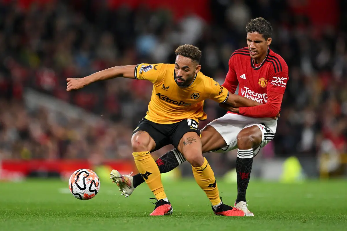 Raphael Varane was instrumental in helping United defeat Wolves in their recent Premier League match of the 2023-24 season at Old Trafford (Photo by Stu Forster/Getty Images)