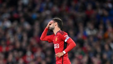 Bruno Fernandes of Manchester United reacts.