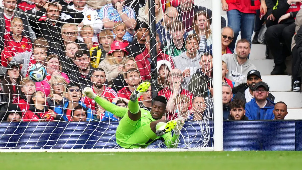 Manchester United shot-stopper Andre Onana apologizes for his mistake against RC Lens (Image Credit: Sky Sports/ Getty Images)