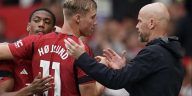 Rasmus Hojlund (centre) has backed Erik ten Hag to turn around Manchester United’s slump (Credit: Martin Rickett/PA | PA Wire)