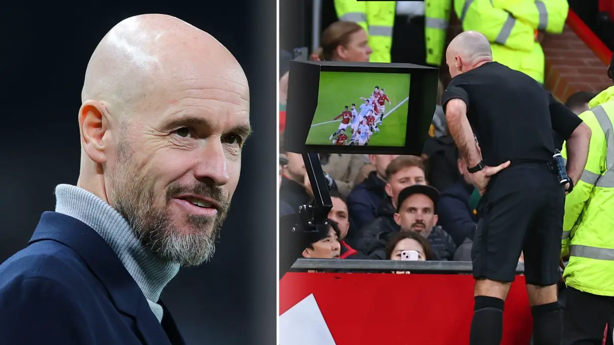 Manchester United boss Erik ten Hag is understandably miffed by the refereeing decisions against Copenhagen. (Credit: Sky Sports)