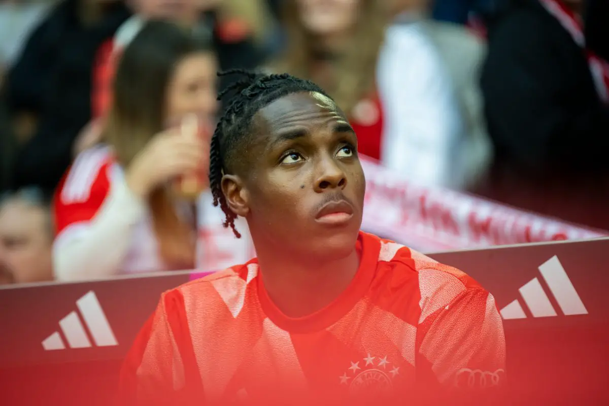 Mathys Tel of FC Bayern Münch has been subject to transfer speculation owing to his minutes at Bayern (Photo by Sebastian Widmann/Getty Images)