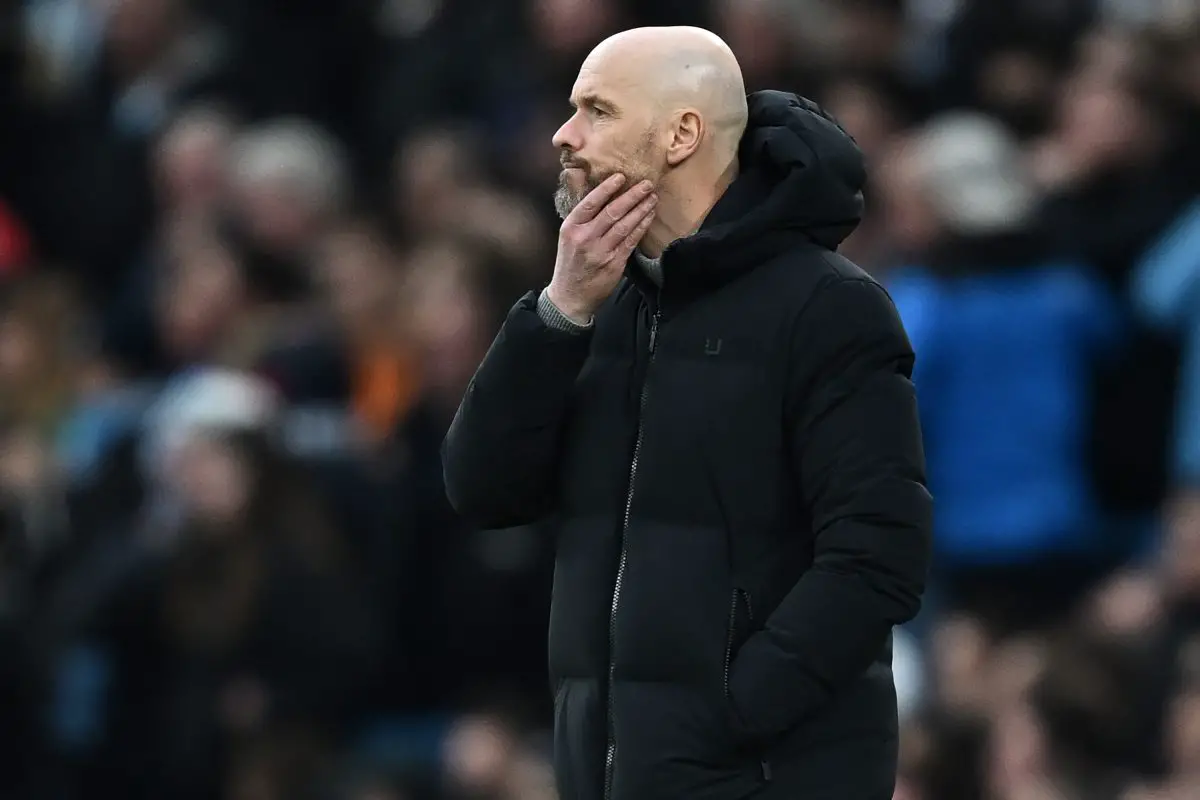 Erik ten Hag is walking on thin ice at Manchester United.  (Photo by PAUL ELLIS/AFP via Getty Images)