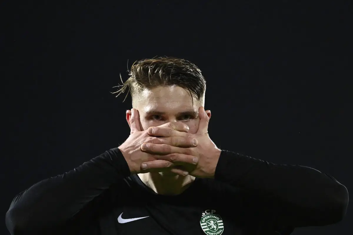 Sporting Lisbon's Swedish forward Viktor Gyokeres has been linked with a move to Old Trafford (Photo by MIGUEL RIOPA / AFP) (Photo by MIGUEL RIOPA/AFP via Getty Images)