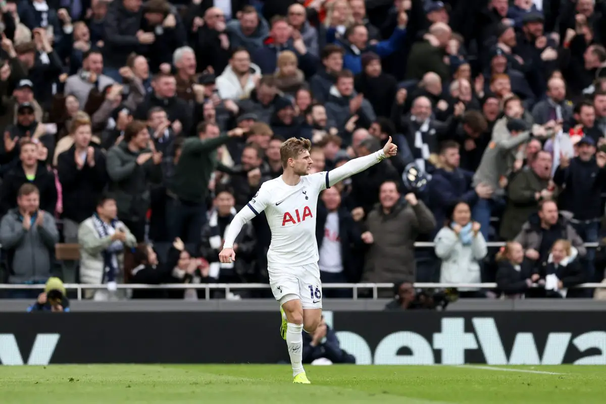 Timo Werner scored his first goal in Spurs colors against Crystal Palace. (Photo by Julian Finney/Getty Images)