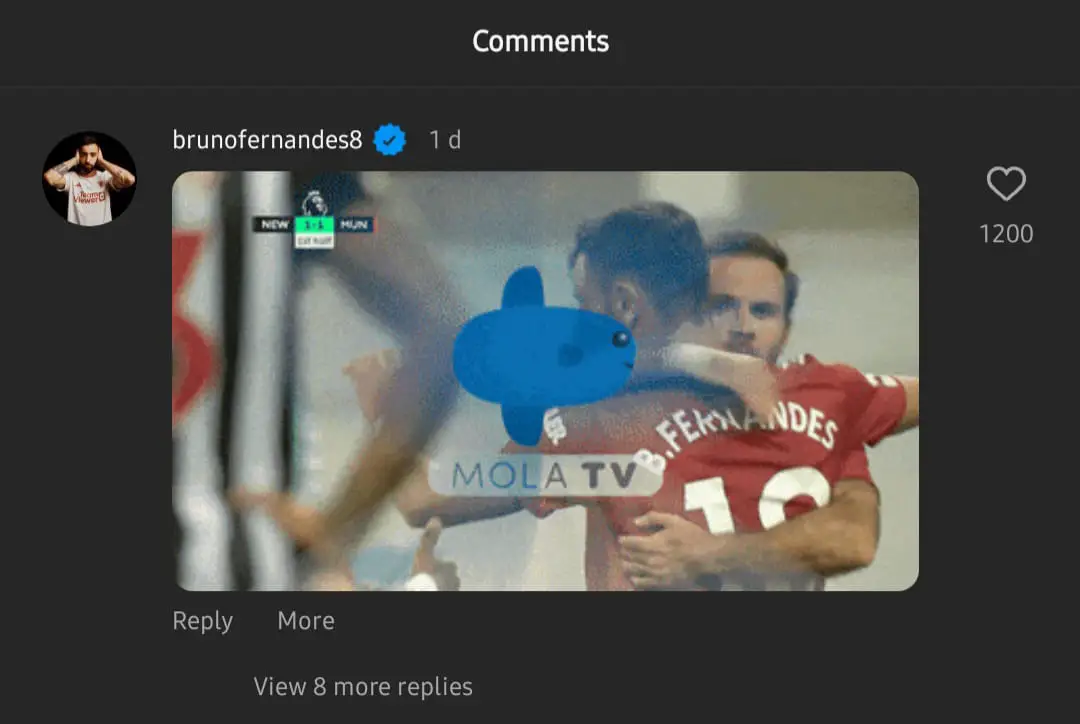 Fernandes sharing a GIF of the two on the post.