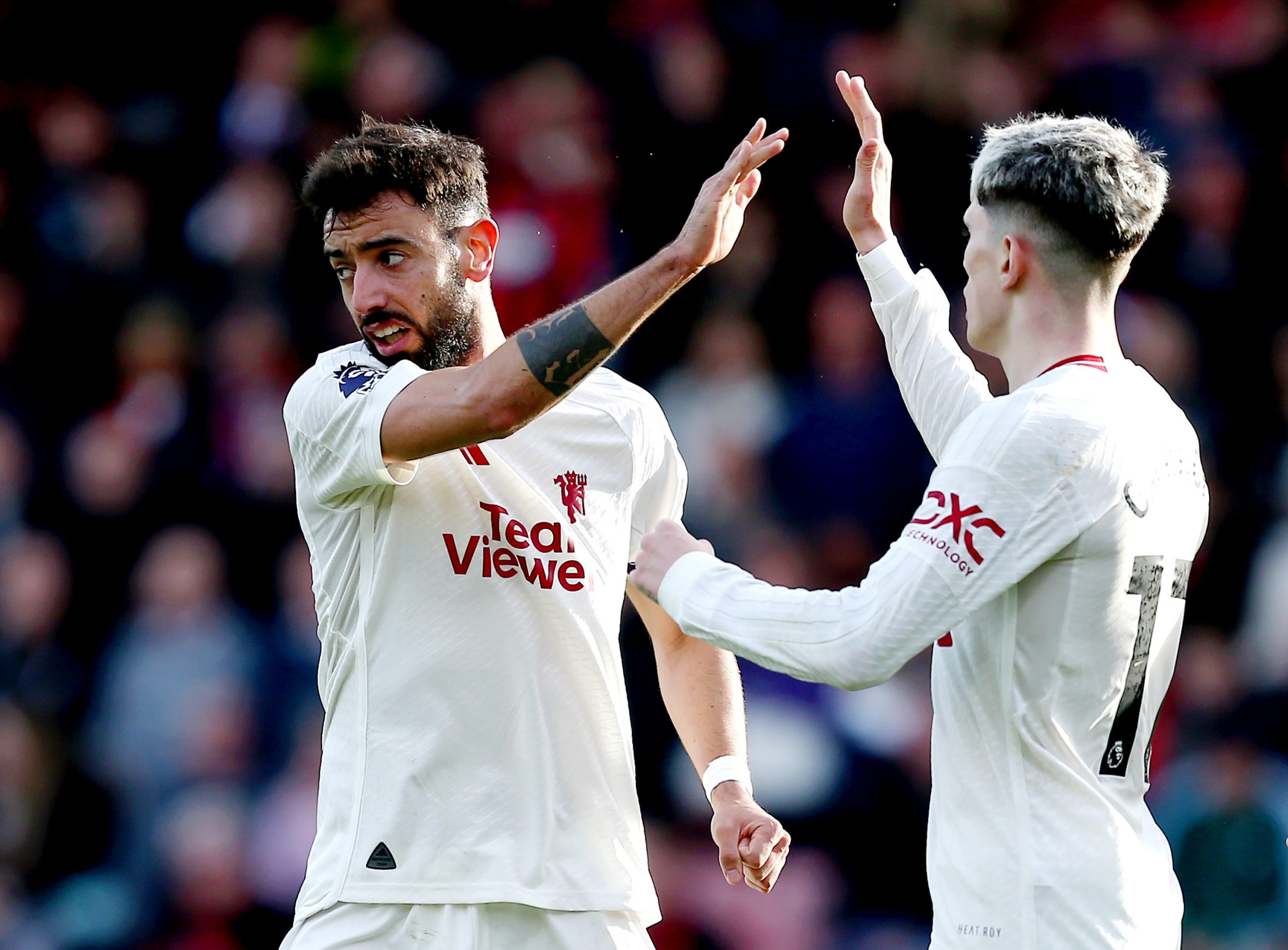 Bruno Fernandes celebrating his brace against Bournemouth in EPL Matchday 33 | Manchester United News | Mania Africa