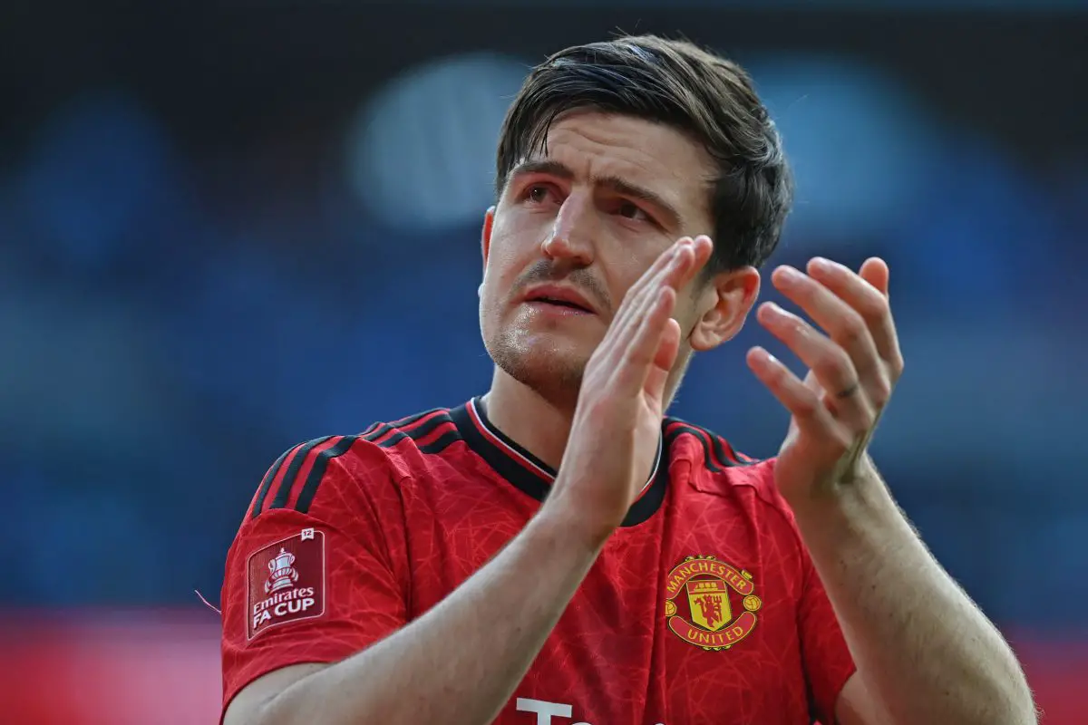 Harry Maguire could be leaving Manchester United this summer. (Photo by GLYN KIRK/AFP via Getty Images)