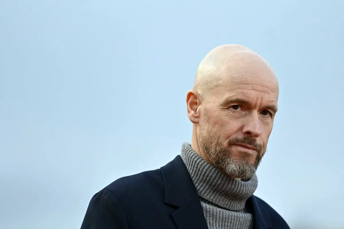 Erik ten Hag could be playing for his job when Manchester United take on Man City in the FA Cup finals.  (Photo by JUSTIN TALLIS/AFP via Getty Images)