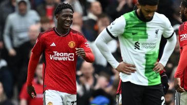 Manchester United star Kobbie Mainoo "sorry" for celebrating goal against Liverpool.