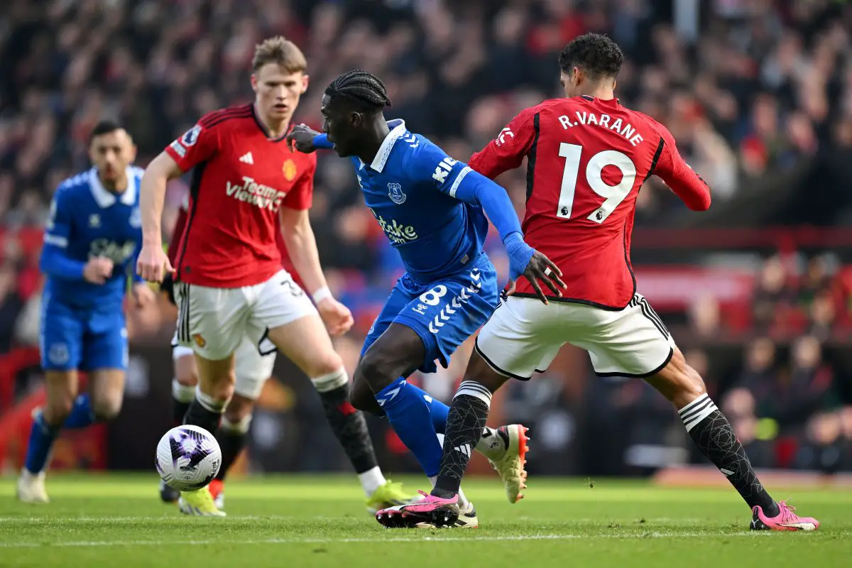 Onana started the game at Old Trafford for Everton on March 9. United won the affair 2-0. (Photo by Michael Regan/Getty Images)