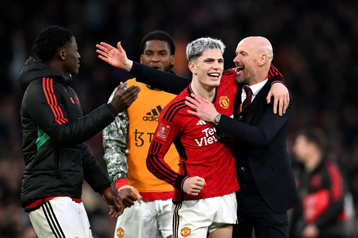 Academy graduates Mainoo, Kambwala, and Garnacho have shone through in an otherwise underwhelming United campaign this season. (Photo by Michael Regan/Getty Images)