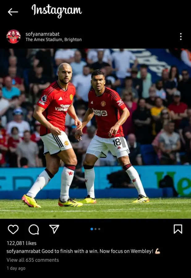 Amrabat on Instagram after the Brighton game