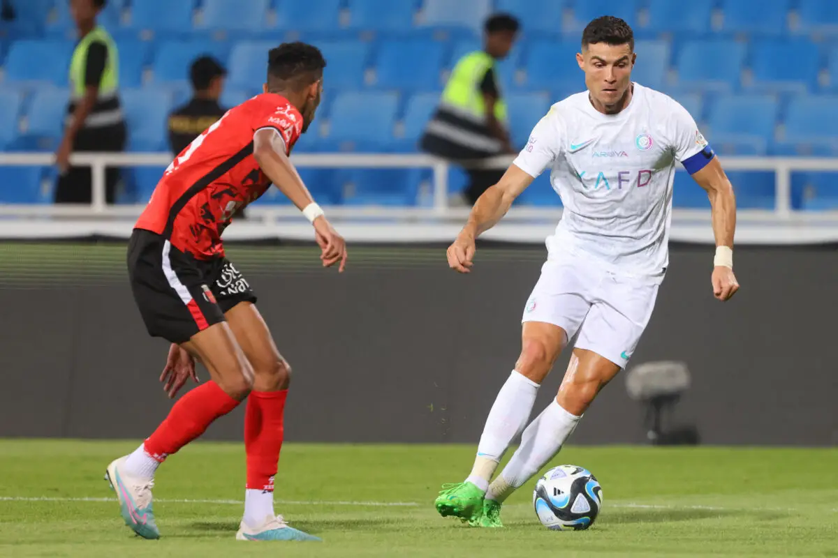Ronaldo this season for Al-Nassr across all competitions: 43 games, 42 goals, 13 assists. (Photo by Fayez NURELDINE / AFP) (Photo by FAYEZ NURELDINE/AFP via Getty Images)