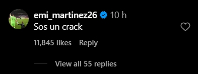 Emiliano responds to Lisandro's post with these words: "you are a crack." Make of that what you will.