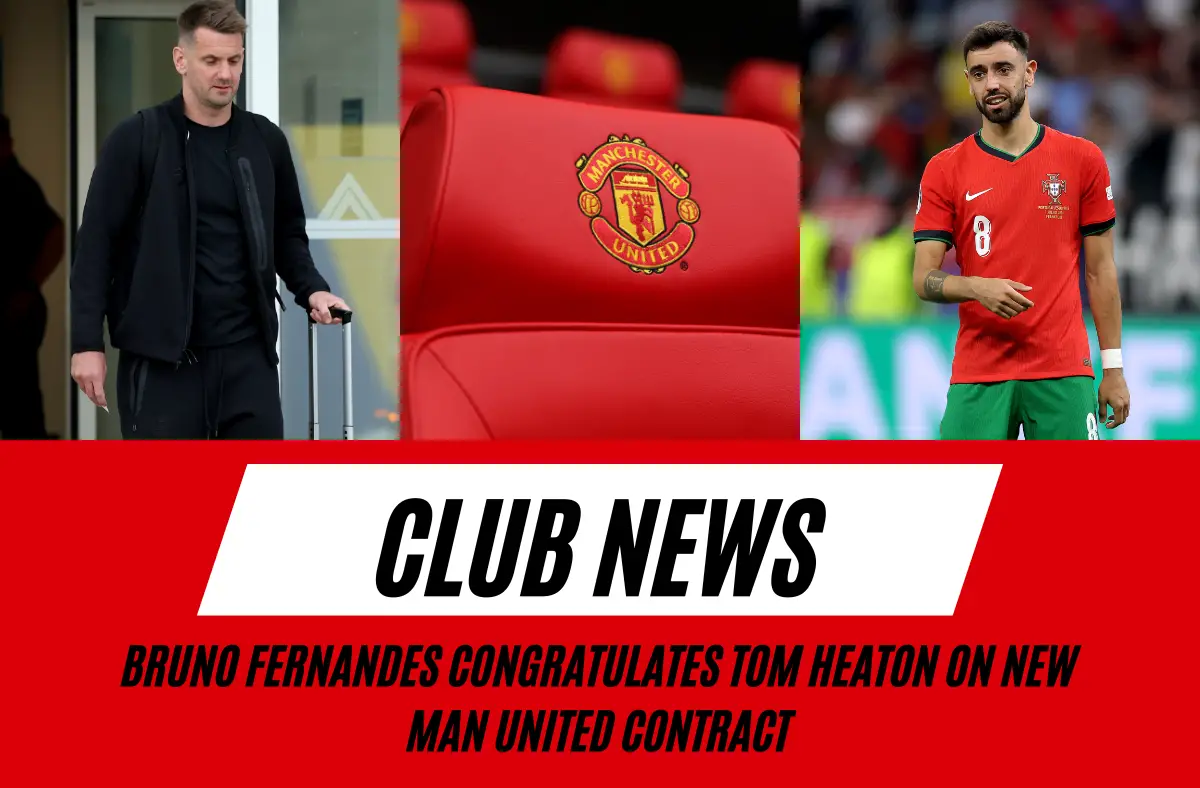 Bruno Fernandes congratulates Tom Heaton on new Manchester United contract.
